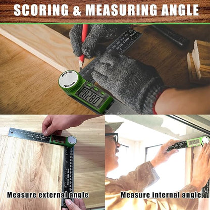 PDDYIER Digital Angle Finder Protractor, 2-in-1 Miter Saw, 7 Inch/200mm ABS Ruler, High Accuracy Measuring Tool for Woodworking, Metalworking, Carpenter, Construction