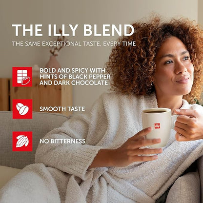 illy Whole Bean Coffee, India Single Origin Dark Roast, 100% Arabica, Premium Italian Coffee, Ideal for Espresso, Drip, Moka and French Press Brewing, 8.8oz, 6 Pack