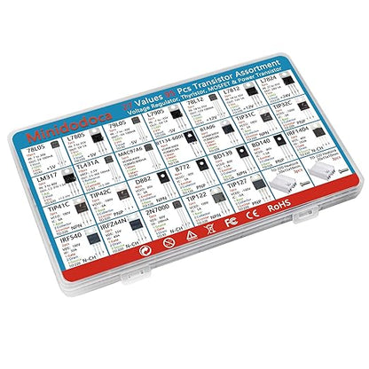 Minidodoca Power Transistor, Mosfet, Thyristor and Voltage Regulator Assortment Kit, 95 pcs, 27 Types