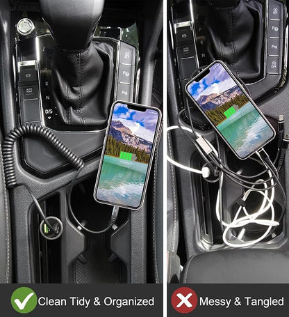 iPhone Charger Cable 6FT for Car, Coiled Lightning Cable [Apple MFi Certified] 2 Pack 6 Feet Lightning Cord Compatible with iPhone14 13/12/11 Pro Max/XS MAX/XR/XS/X/8/7/Plus/6S iPad/iPod - Black