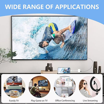Kinhaly USB C to HDMI for TV, 4K@60Hz Type C to HDMI Adapter with Charging Port, iPhone to Hdmi to USB C Adapter Compatible for iPhone 16/15 Series/iPad Pro/Galaxy/MacBook Pro to HDTV Projector