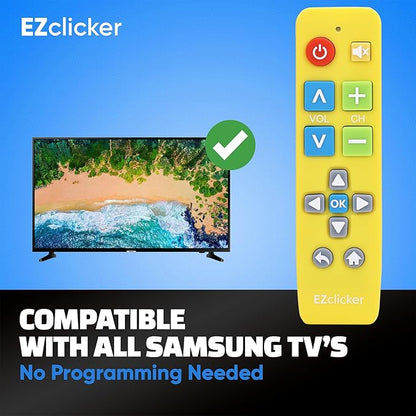 Samsung Replacement TV Remote Compatible with Samsung TV's ONLY (Yellow) Big Button TV Remote Control, Simplified and Easy to Use (2xAAA Batteries not Included)