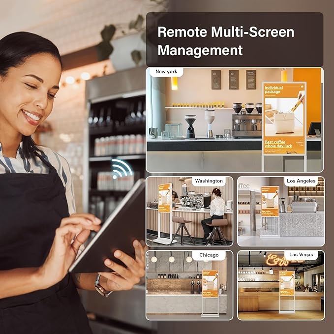 Canlarriz 55 Inch 4K Touchscreen Kiosk, Indoor Capacitive Touch Floor Standing Digital Signage Displays,Advertising Display LCD Kiosk, UHD Interactive Display Poster Android System, HDMI/USB/WiFi
