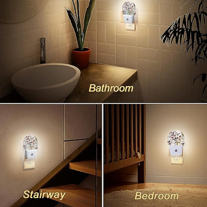 YESPOAK Night Light,Vintage Flower Butterfly Night Lights Plug Into Wall,Dusk to Dawn Sensor for Bedroom,Bathroom and Living Room for Women/Girls Gifts