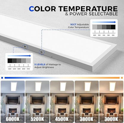 Barrina 1x4 LED Flat Panel Light, 8640LM 72W, 0-10V Dimmable, Brightness & 5CCT 3000K-6000K Selectable 4FT LED Shop Light, Ceiling Drop Mount Lights for Kitchen, Garage, Office, Laundry, 2 Packs