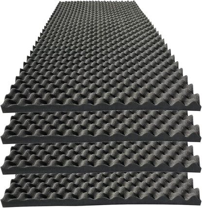 KTOESHEO 4 PCS Acoustic Panels,48''X24''X2'' Egg Crate Foam Soundproof Foam Wall Panels,High Density Fireproof Noise Cancelling Foam Studio Foam Panel,Noise (Black)
