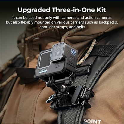 SMALLRIG Universal Three-in-One Camera Clip Kit, Quick Release System, Backpack Clamp for Mirrorless/DSLR, for Action Cameras, for DJI Pocket 3, Backpack Strap Clip Kit for Arca-Swiss - 5655