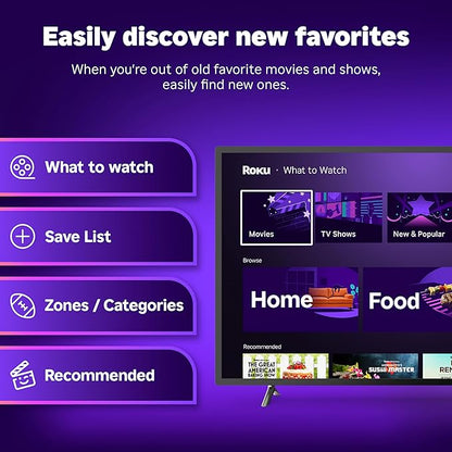 Roku Streaming Stick 4K - HDR & Dolby Vision Roku Streaming Device for TV with Voice Remote & Long-Range Wi-Fi - Free & Live TV