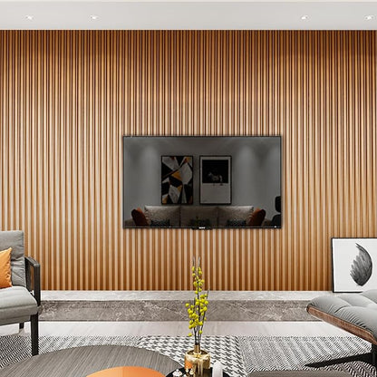 Art3dwallpanels Slat Wall Paneling, 104'' x 6.3'' Glossy Metal Finish WPC Soundproof 3D Wall Panels for Interior Wall Decor, 8 Pack Wavy Grain Panel Wall Slats, Glitter Gold