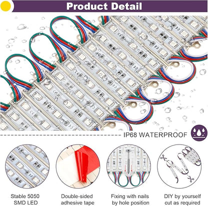 POWLAB 120Ft SMD5050 RGB storefront led lights with Smart Control, 240 LEDs Super Bright Waterproof led rgb module lights for Storefront Window Display, Business Signs, Letter Advertising, Dual Remote