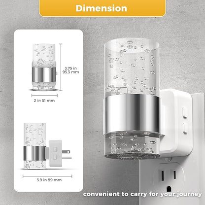 L LOHAS LED Night Lights Plug into Wall 2 Pack, Dimmable Night Light with Dusk-to-Dawn Sensor, Soft White/Cool White/Amber 3 Color Light, Adjustable Brightness, Rotatable Plug, Bubble Nightlight