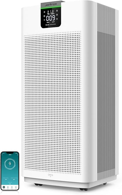 Jafända Air Purifiers for Home Office 4575 ft², APP & Alexa, Ture HEPA 13 Activated Carbon Air Filter, Air Cleaner for Large Room Remove 99.97% Dust Pollen Smoke Pet Dander Allergies Mold Odors VOCs