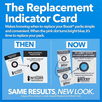 Integra Boost 62% RH Level - 8 Gram Size - Two-Way Humidity Control Pack - Includes Replacement Indicator Cards - Food Storage & Herbs Moisture Balancer for Up to 1oz (Pack of 6)