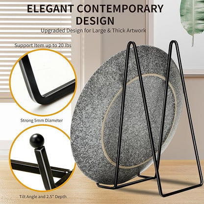 Birity 5PACK 10 Inch Square Black Metal Display Stands Plate Holder Display Stands for Picture, Decorative Plate, Book, Photo Easel, Artistic Work,Decorative Plate,Photo and Platter,Tabletop Art