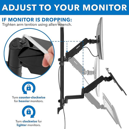 Mount-It! Wall Mount Workstation with Single Monitor Mount, Keyboard Tray and CPU Holder, Height Adjustable Full Motion Arms, Fits One 32 Inch Computer Screens
