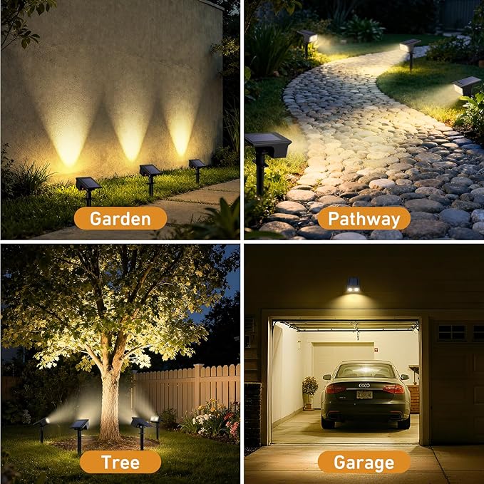 btfarm Solar Spot Lights Outdoor Waterproof, 12 Pack/3 Modes Motion Sensor Lights, Solar Powered Spotlights 2-in-1 Auto On/Off for Outside Pathway Yard Garden Landscape Lighting, Warm White