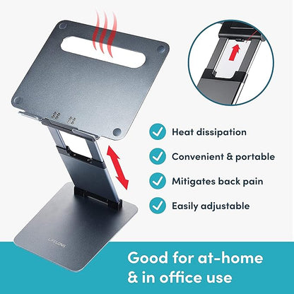Lifelong Ergonomic Adjustable Laptop Stand for Desk - Height Up to 20" Portable Computer Laptop Riser Holder, Fits All MacBook Air & 10 15 17 Inches Laptops, Back to School Gift for Men & Women