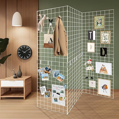 Koretech Grid Wall Panels 3 Pcs, Commercial Grade Gridwall Panels, Metal Grid Wall Panel Display Stand, You Can DIY 6 Pack 2'x3' or 3 Pack 2'x6', White