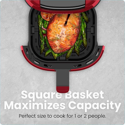 CHEFMAN 2 Qt Mini Air Fryer – Digital Space-Saving Compact Air Fryer with Nonstick and Dishwasher Safe Basket, Quick & Easy Meals in Minutes, Features Digital Timer and Shake Reminder – Red
