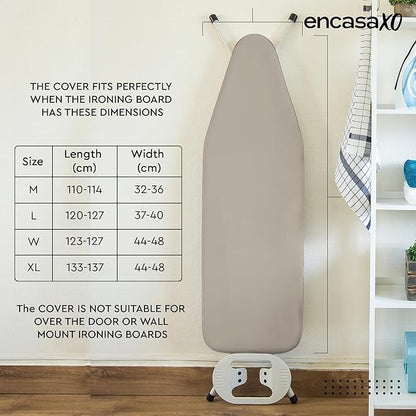 Encasa XO Ironing Board Cover and Pad 54"x15" - 4mm Felt Large Iron Board Cover with Padding - Heat Resistant, Stain-Safe Dye, Non Slip Elastic Bungee Cord Tightening Iron Table Cover Grey