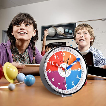 OSTAR Telling Time Teaching Wall Clock, Analog Silent Learning Clock for Kids Room Decor Battery Operated