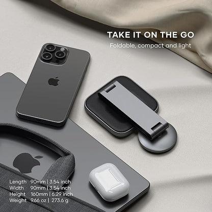 Satechi 2 in 1 Wireless Charger, Qi2 15W Dual Wireless Charger Stand, Magnetic, Foldable Travel Charger Station for iPhone 16/15/14/13/12, and AirPods Pro/3/2