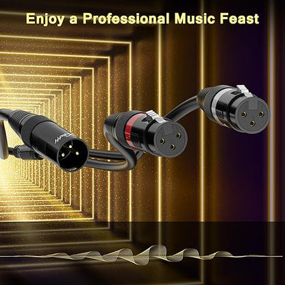 Mygatti XLR Splitter Y-Cable 50 FT, Gold-Plated 3-Pin Male to Dual Female Patch, Bi-Directional Balanced Microphone Adapter Cord, Oxygen-Free Copper