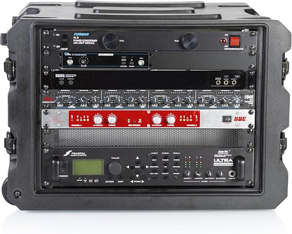 Gator Cases Pro Series 19" Depth 8U Rolling Rack Case with Recessed Wheels, Black
