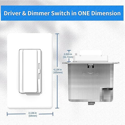 Dimmer and Driver Switch in one, AC160W (80W*2) ON/Off Output Voltage: 24V +/-0.5V, UL, FCC, CE Class 2 Driver and dimmer Switch 2 in 1, UL Listed, Class 2 (24V 160W)