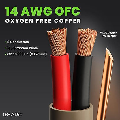 GEARit Outdoor Speaker Wire CL3 Rated, 14 Gauge Speaker Wire, Speaker Cable 100 ft for Outdoor Speakers, Patio, Garden, Backyard Audio, Direct Burial in Ground/in Wall, OFC (Brown, 2-Conductors)