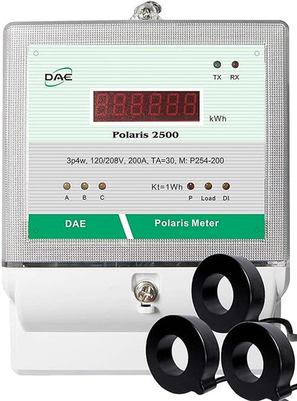 DAE P254-200-S KIT, UL CTEP kWh Smart Submeter, 3 Phase, 200A, 120-480V, 3 CTs, RS485