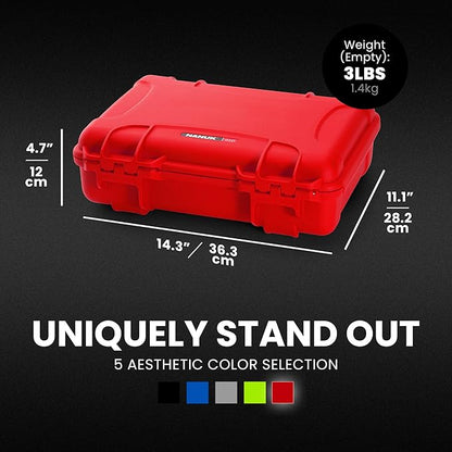 NANUK 910 Hard Case with Customizable Cubed Foam, IP67 Waterproof, Dustproof and Impact Resistant, 14.3” x 11.1” x 4.7”, Rugged Construction for Ultimate Protection, Made in Canada – Red