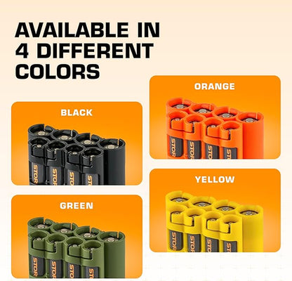 Storacell AA + AAA Combo Battery Storage Caddy and Dispenser (Pack of 2), Black, Holds 4 AA + 4 AAA Batteries (Not Included), Durable & Compact Design, The Original Battery Caddy, Made in The USA