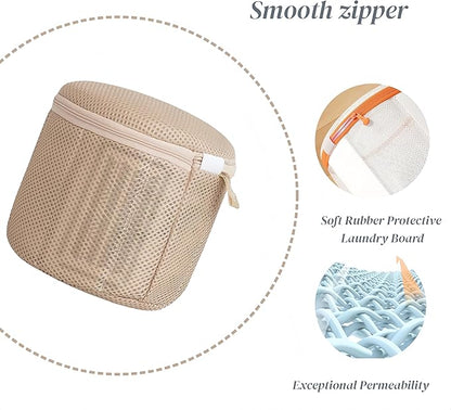 Bra Washing Bag with Anti-Deformation Structure and Fixed Hand-Wash Board,Bra Bag for Washing Machine,Laundry Bag for Delicates (Khaki)
