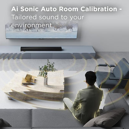 TCL Q65H 5.1 Sound Bar with Wireless Subwoofer for Smart TV | Dolby Atmos DTS:X Auto Room Calibration| 580W Power Bluetooth Home Theater Speaker with Bass | App Control & Remote Control | Latest Model