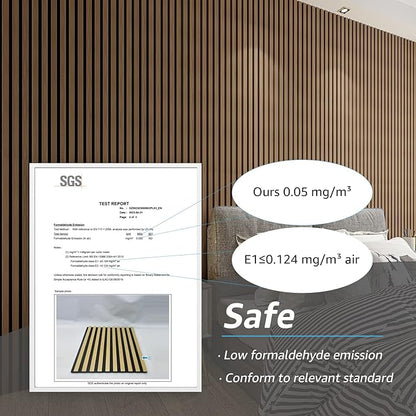 Art3d 4-Piece Wood Slat Acoustic Panels for Stylish Decor and Noise Reduction, 3D Textured Panel for Ceiling and Wall, Walnut