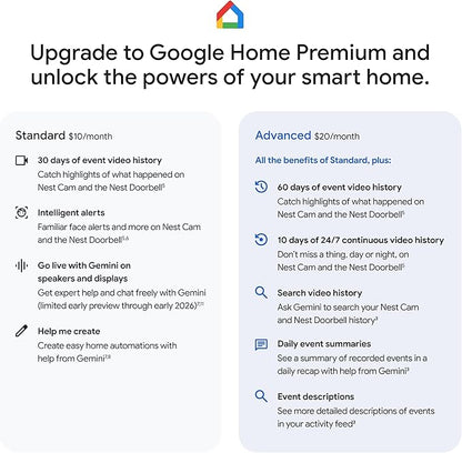 Google Nest Doorbell (Wired, 3rd Gen) - 2K Video and Gemini, Live View, Night Vision, 2-Way Audio - Works with Google Home - 2025 Model - Hazel