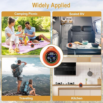 Portable Carbon Monoxide Detectors, 6-in-1 CO Detector, CO/O2/Temperature/Humidity/Altitude/Atmospheric Pressure, Portable Oxygen Detector with Alarm & Color Backlight, for Indoor, Camping, RV,Travel