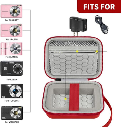 Carrying & Protective Case for Digital Camera, AbergBest 21 Mega Pixels 2.7" LCD Rechargeable HD/Kodak Pixpro/Canon PowerShot ELPH 180/190 / Sony DSCW800 / DSCW830 Cameras for Travel - Red