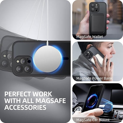 BERFY Magnetic for iPhone 14 Pro Max Case, Compatible with MagSafe,Built-in Privacy Screen Protector and Upgraded Camera Protection,Anti-Spy Full Body Shockproof Phone Case for 14 Pro Max,Matte Black