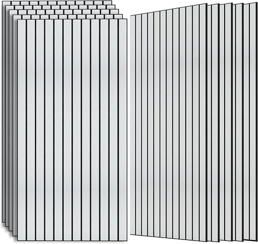 AUTORIFIC Wood Veneer Sound Panels, 10 Pack 47.2”x23.6” Wall Panels, Decorative Acoustic Panels for Walls, for Office,Home Theater,Studio,Living Room, White Oak(Mitred)