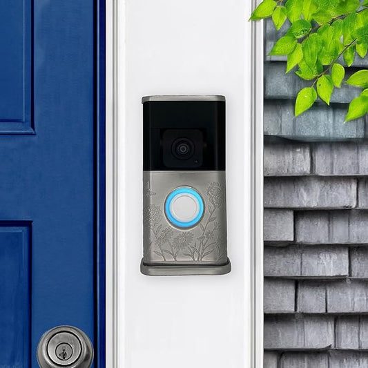 Garden Video Doorbell Cover (Compatible with Ring 3, 3 Plus, 4, Battery Plus, and Battery Pro) (Nickel Silver)