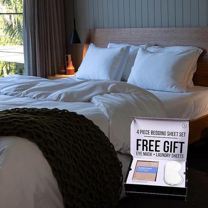 THE LAD COLLECTIVE 3.0 King Bedding Set - King Bedding Sets - 4-Piece Bedset w/Fitted Sheet, Top Sheet & 2 Standard Pillowcases [Duvet Not Included] - Bamboo-Cotton - Malibu White [White]