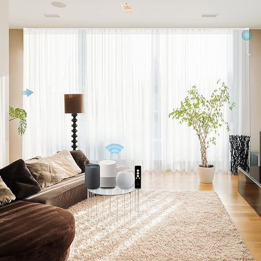 SmartWings Automatic Curtain Opener with Drapery, Motorized Vertical Blinds with Remote, Electric Closet Doors Sliding Panels Compatible with Alexa Google Homekit, Sheer Colorful Radiance