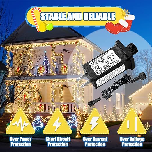 30V 0.4 A LED Controller with Extension Cord, Replacement Model JT-DC300V0400-F Class 2 Power Supply IP44 Low Voltage Transformer for Halloween Christmas Light