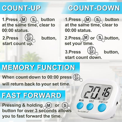 ZILLEEN Classroom Timer for Kids Teachers 4 Pack Digital Timers, White