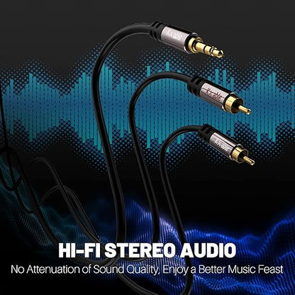 2 Pack 3.5mm to RCA Cable 4FT, Male RCA to Aux Stereo Audio Adapter, Hi-Fi Sound Auxiliary Y Splitter Cord, Shielded 1/8 to 2RCA Cable for Headphone, MP3, Tablet, Speaker, HDTV, Phone and More