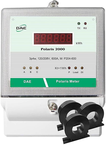 DAE P204-600-S KIT, UL kWh Smart Submeter, 3 Phase, 600A, 120-480v, 3 Solid Core CTs (Inner Dia 1.38")