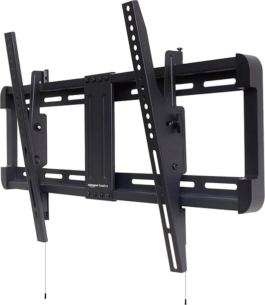 Amazon Basics Tilt TV Wall Mount with Horizontal Post Installation Leveling for 32 to 86 inch TVs, Black