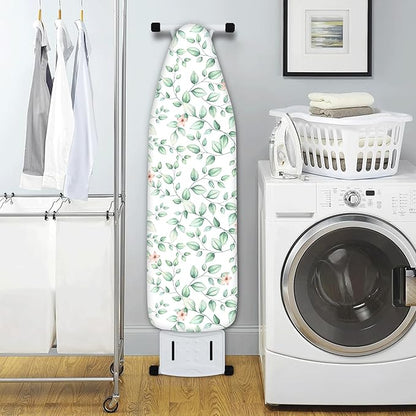 Extra Thick Ironing Board Cover and Pad, 15x54 Ironing Board Cover, Resist Scorching and Staining,Elastic Edges,Sage Green Spring Summer Eucalyptus